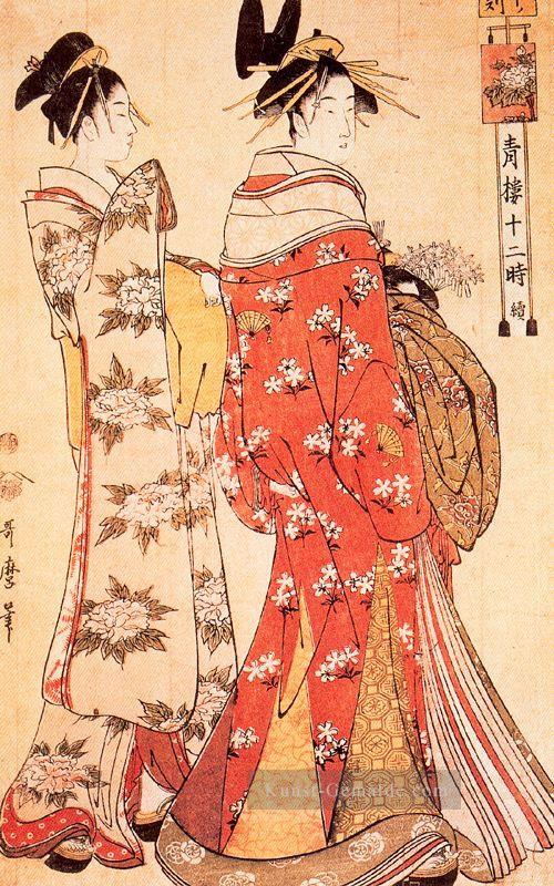 Illustration aus den zwölf Stunden der grünen Häuser c 1795 Kitagawa Utamaro Japaner Ölgemälde